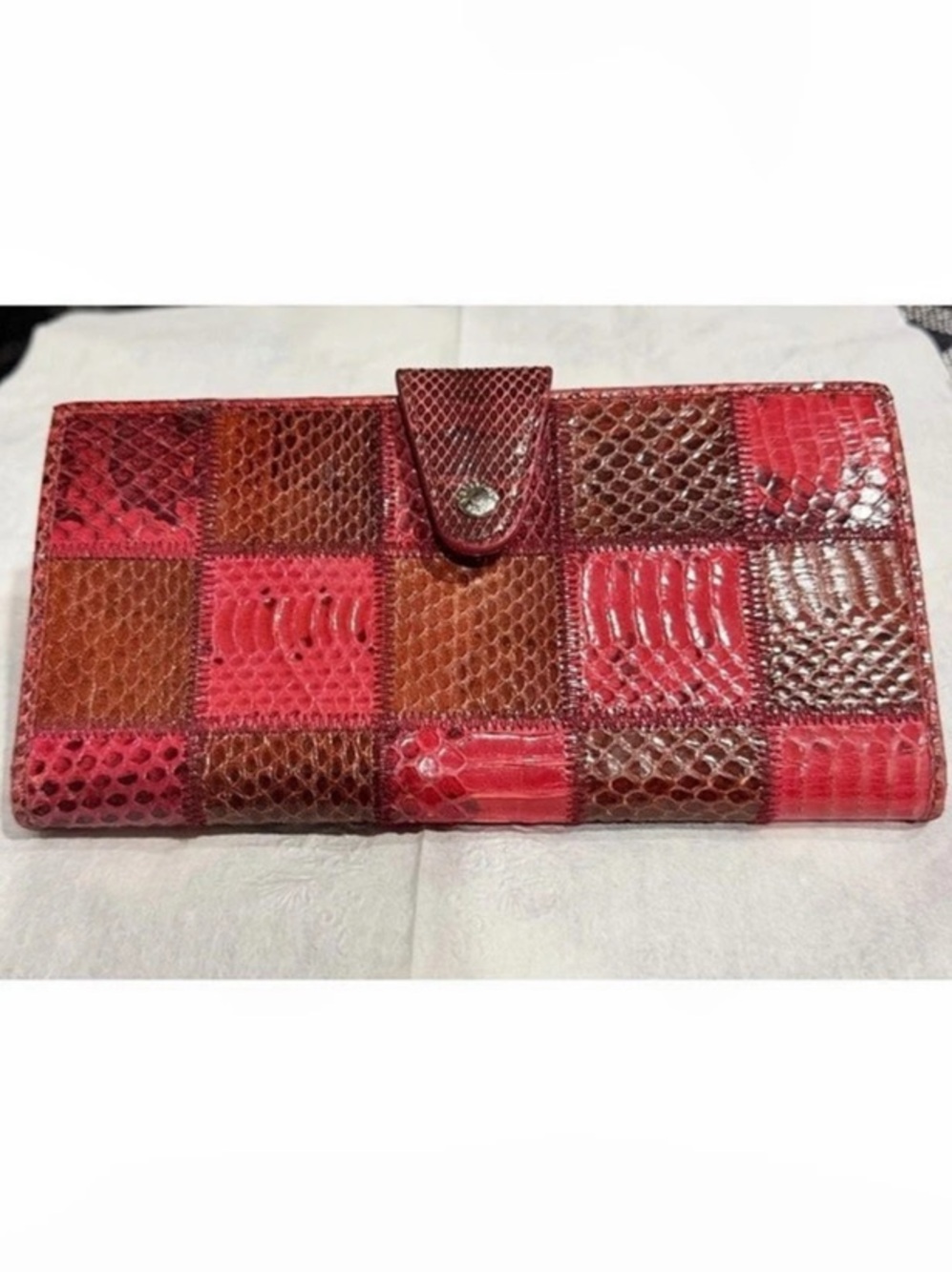 Dolce & Gabbana vintage Red Patchwork Wallet snake embossed leather - Picture 6 of 14